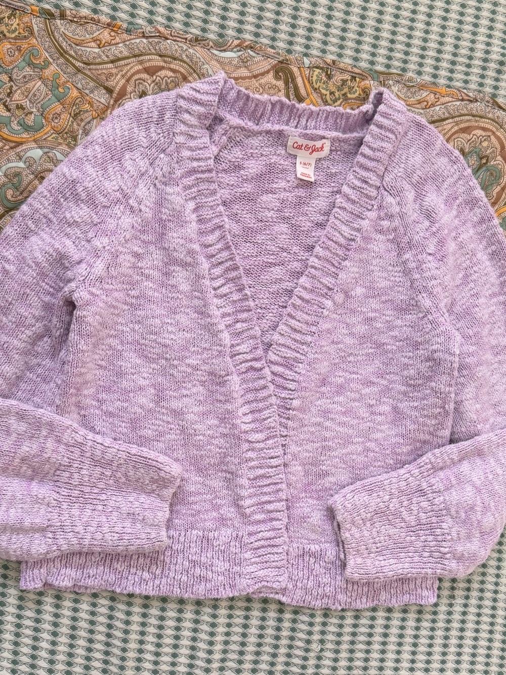 Cat & Jack Pastel Lavender V-Neck Knit Cardigan